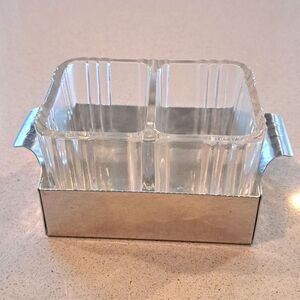 Southern Living at Home Sugar Packet Holder Hammered Aluminum Tray Pressed Glass
